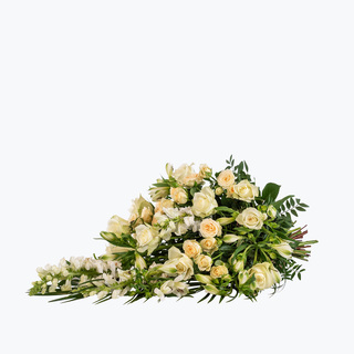Bårebukett/båredekorasjon - hvit/krem (75 cm)