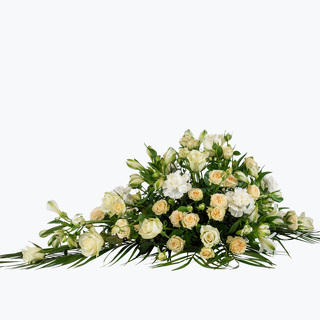 Bårebukett/båredekorasjon - hvit/krem (90 cm)
