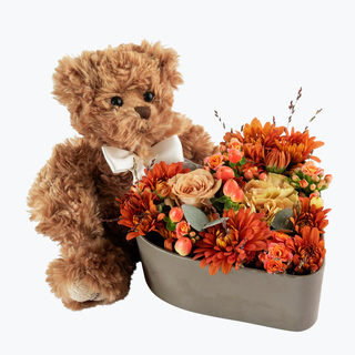 Blomstrende hjerte med bamse